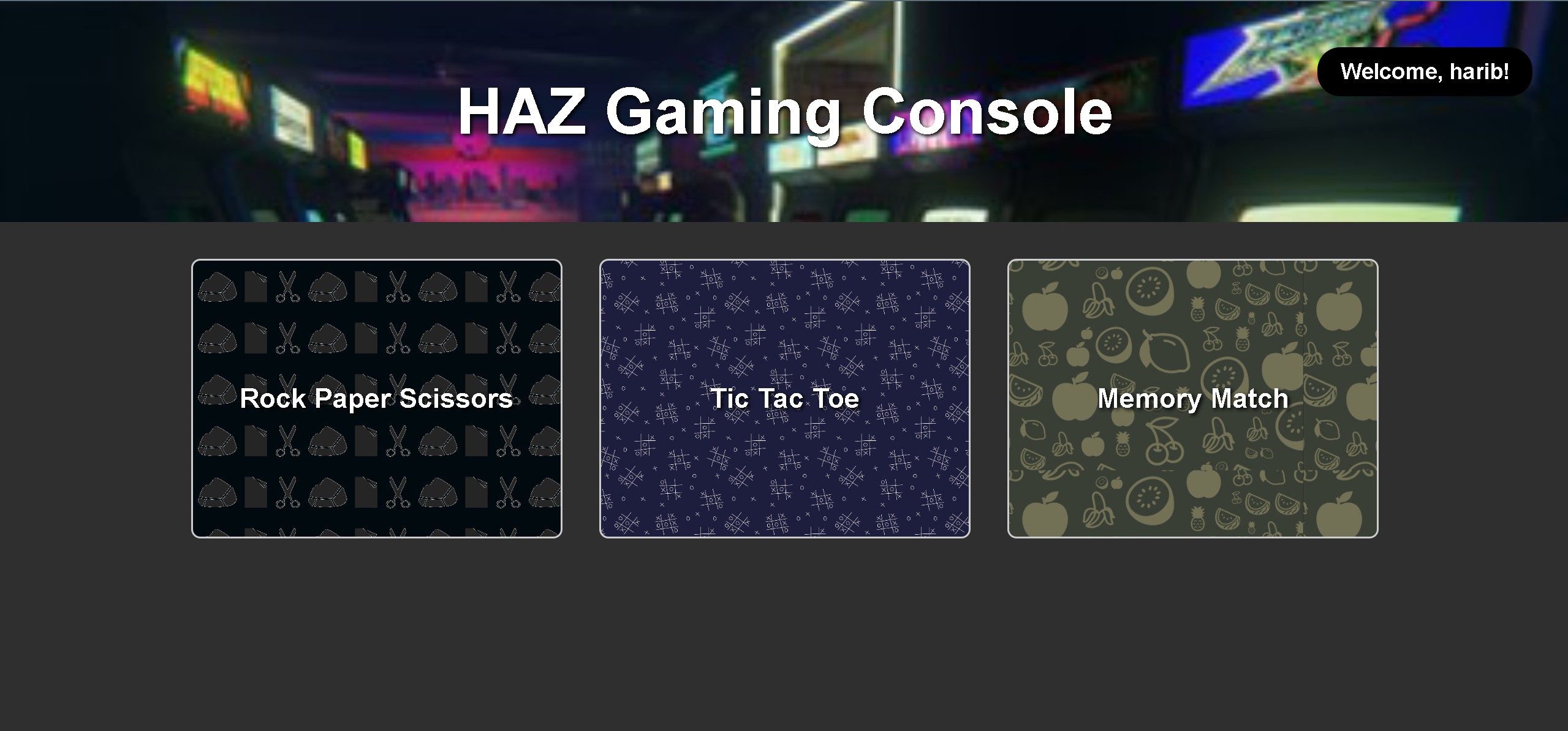 HAZ Console Game Hub project preview screenshot