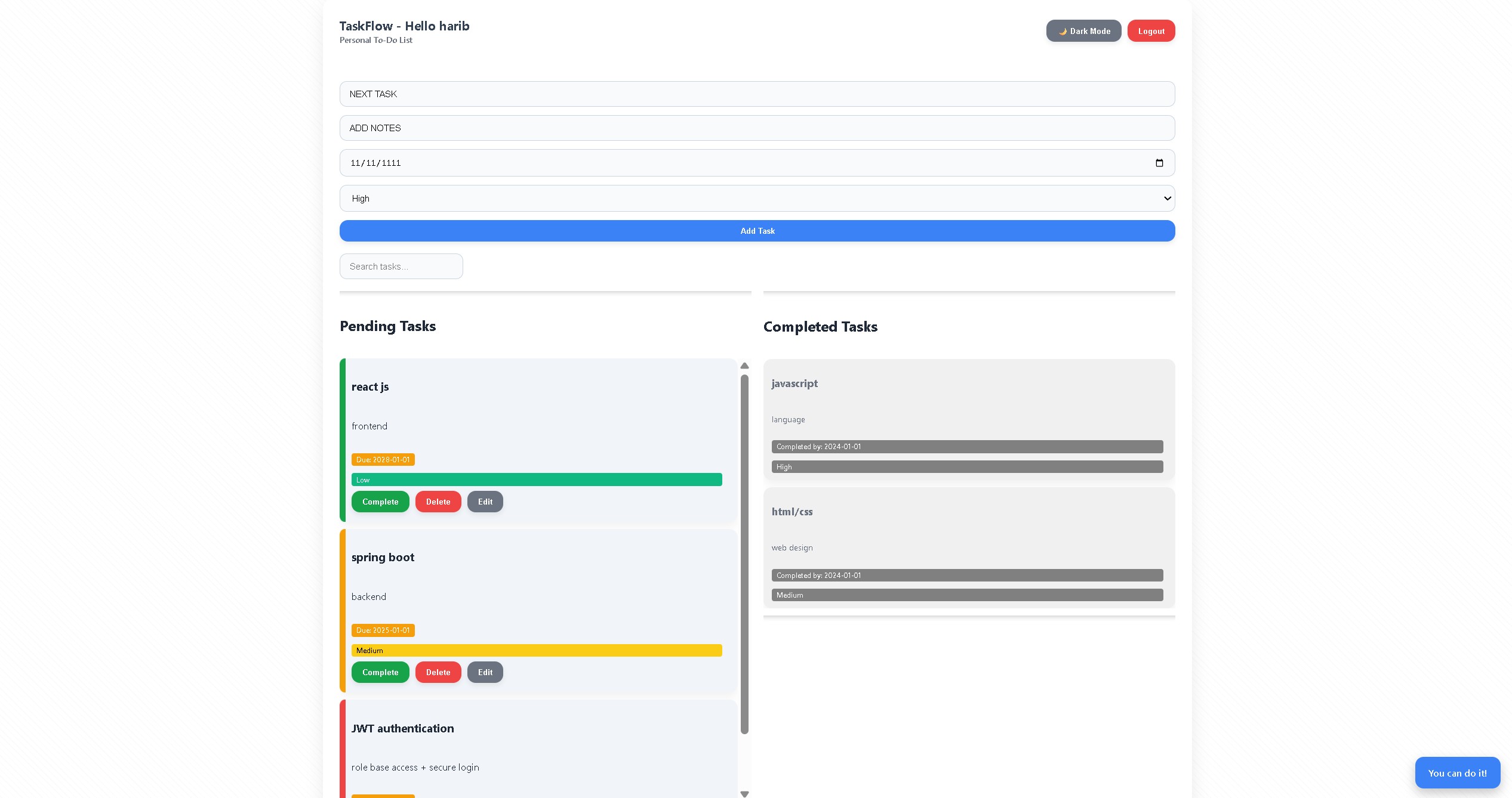 TaskFlow project preview screenshot